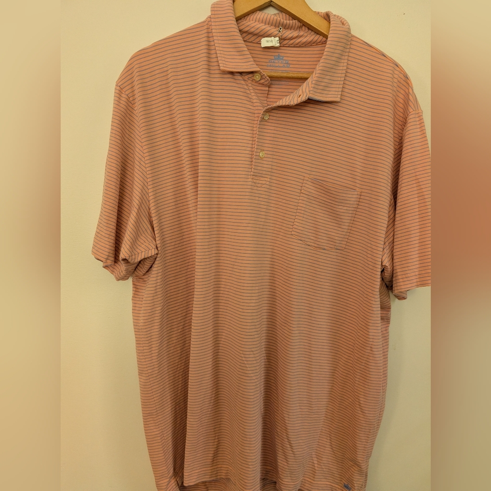 Peter Millar Peach Striped Polo Shirt
